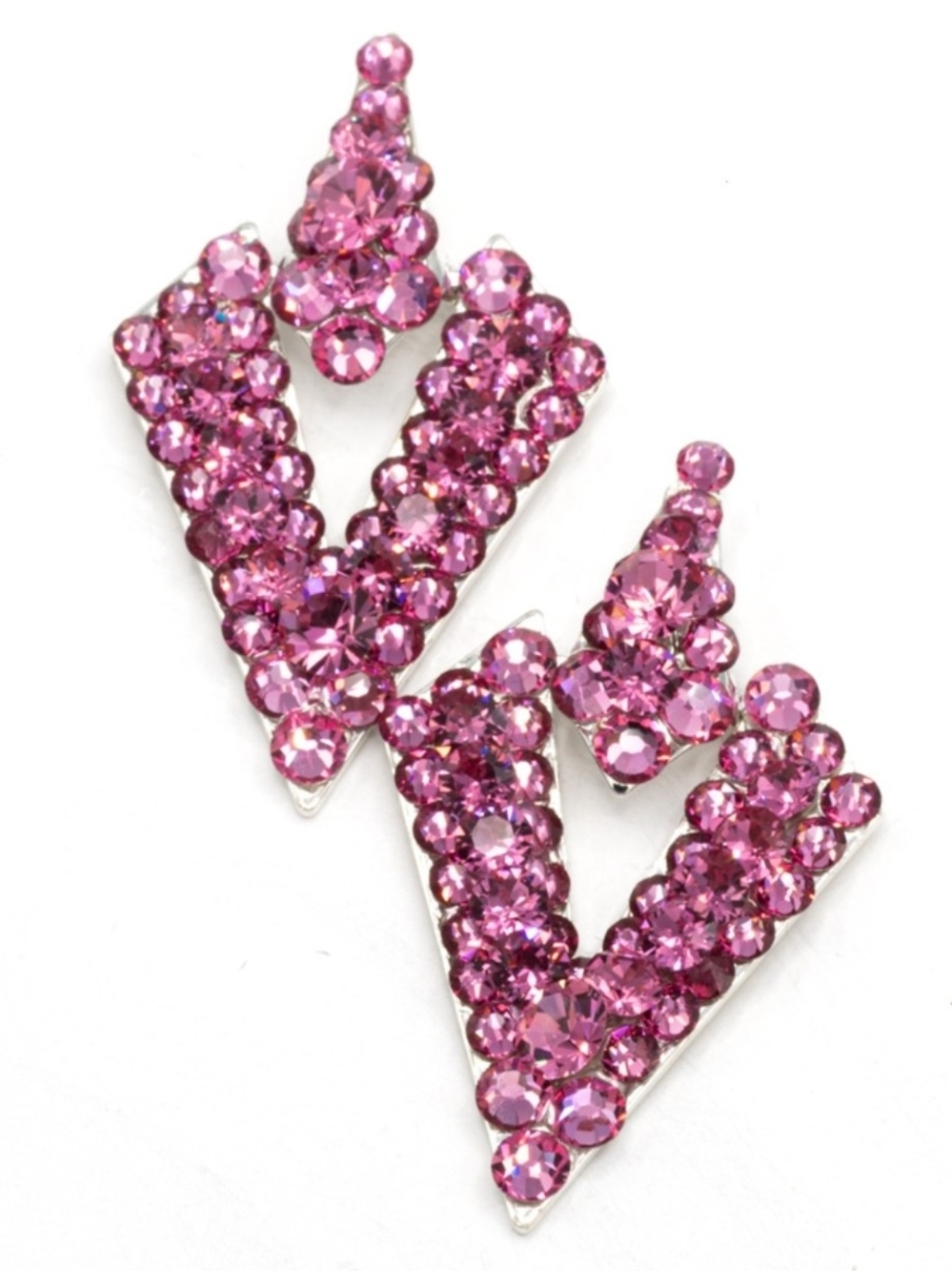 Pink Crystal V-Cluster Drop Earrings by